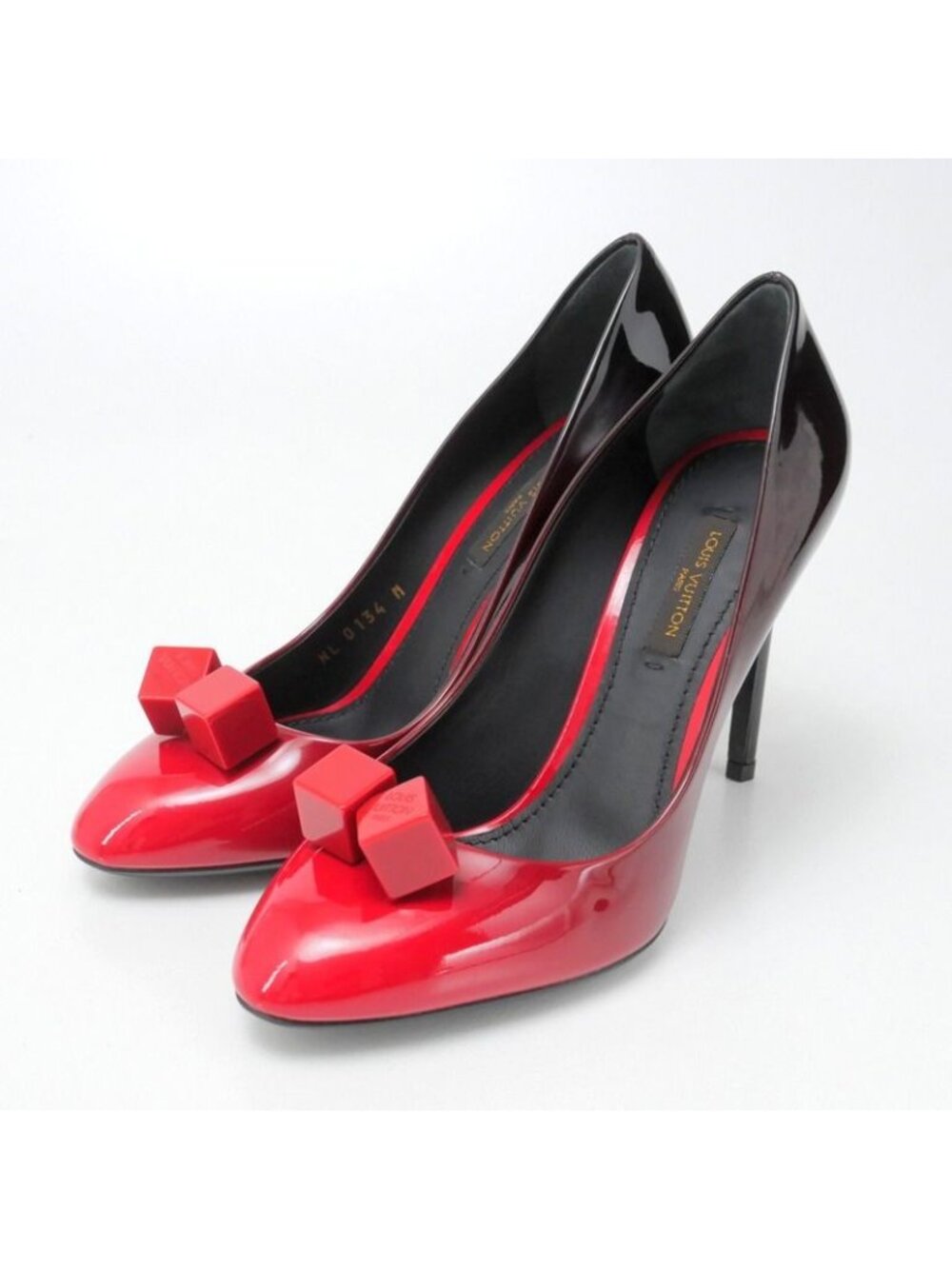 Louis Vuitton Pumps Shoes Patent Leather Gradient Cube Black 36.5